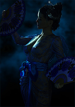 Fan Dancer in Blue