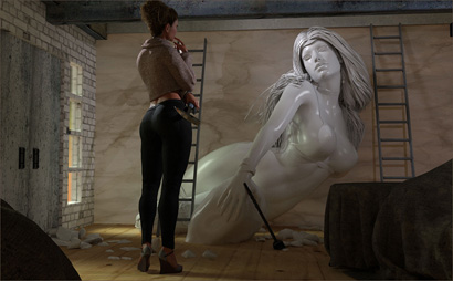 Woman Sculpts Herself