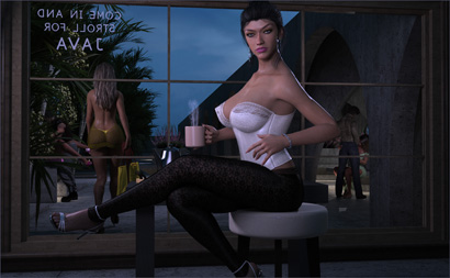 Coffee Drinker Among Hookers