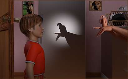 Boy Watches Shadow Figures